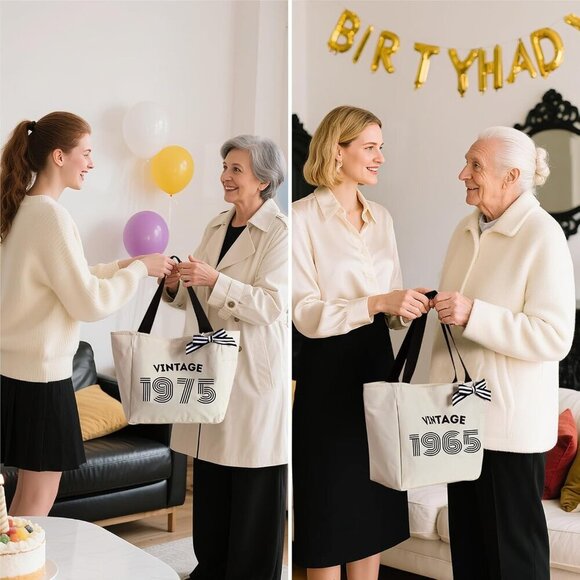 Vintage Tote Bag for Women 60th Birthday Gift Personalization Stylish Durable - Picture 2 of 6